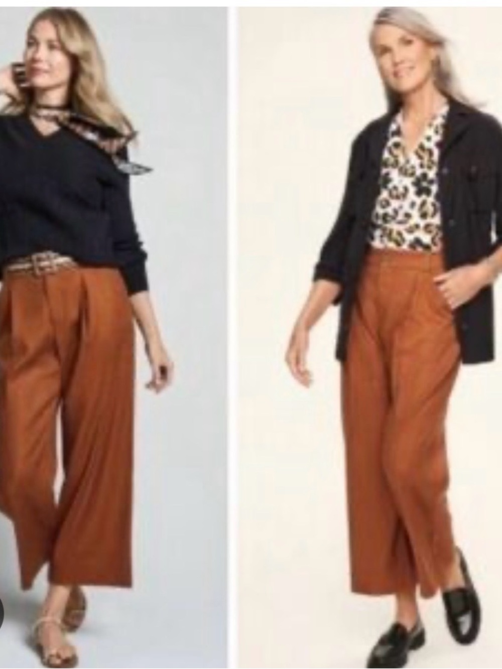 Wide-Leg CAbi Cruise Cropped Pants in Rust -Orange Color- XL